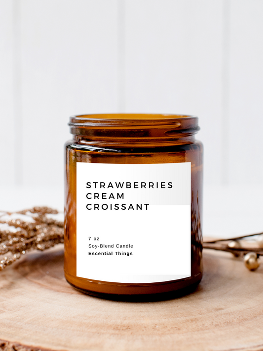 Strawberries Cream Croissant Candle
